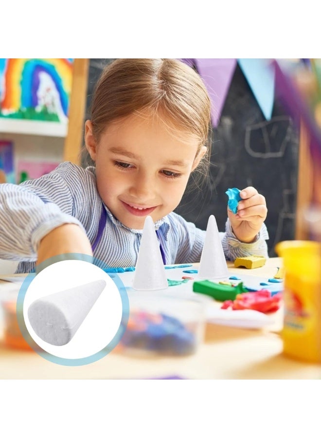 طقم مخاريط بوليسترين (فلين)  100 مم - قطعتان | مخاريط فوم بيضاء للأعمال اليدوية، صنع أشجار الكريسماس المصغرة، والمشاريع المدرسية - Image 4